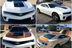 Camero Collage (White & Orange) -Custom Hood, Roof & Trunk Paint